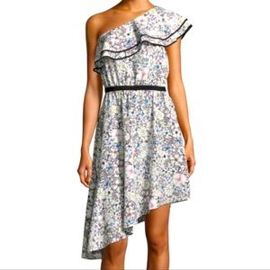 Likely Contour Daisy Delbarton Asymmetrical Ruffle One shoulder Dress